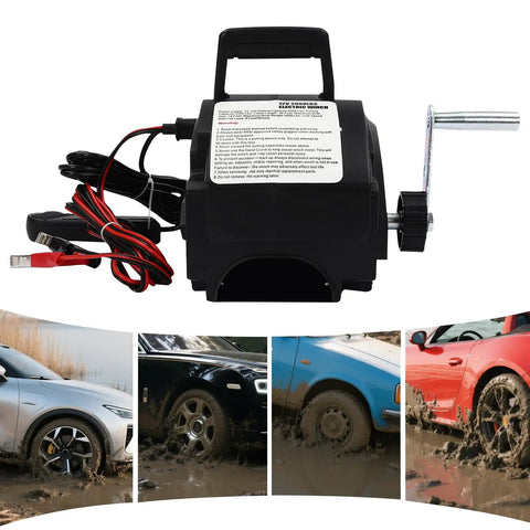 Heavy Duty 2000 Lbs Portable Electric Winch With Hand Crank For Cars And Trailers, 12V DC Marine Boat Trailer Gear Puller Tackle.