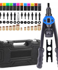 Solid 13 Inch Rivnut Tool Kit With 130pcs Assorted Rivet Nuts And Metric Sae Mandrels For Heavy Duty Auto Body Work And Sheet Metal Jobs In Rugged Case, with tool and case