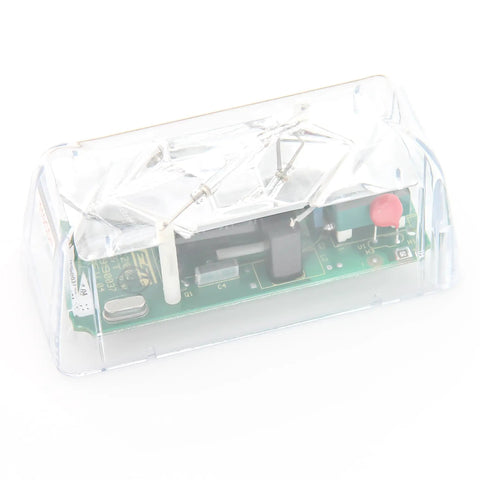 Go To Emergency White Xenon Strobe Light With 12V DC Power 60 FPM Flash Beacon for security panels, internal components view.