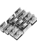 Eight Piece Glass Sliding Door Pulley Roller Kit With Heavy Duty Track Guide For Closets And Windows Slick Smooth Gliding Mechanism No Sweat Installation For Home Repair Projects, close-up of metal rollers.