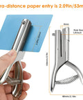 Beefy Heavy Duty Hand Held Hole Punch With 2 Inch Reach One Eighth Inch Hole Long Paper Punch for Cards Plastic Cardboard