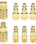 Eight Piece One Quarter Inch NPT Quick Connect Air Hose Fittings Kit With Universal Couplers And Industrial Plugs For Air Compressors