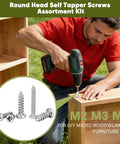 Man using a drill and screws from 625 Piece 14 Size Self Tapping Screws Kit For Plastic And Metal M2 M3 M4 Phillips Pan Head Cross