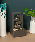 Small Desktop Waterfall Fountain 9.65 Inches For Desk Zen Vibes And Relaxation, 3 Tier Stone Water Feature For Office Decor