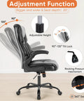 Ergonomic High Back Gaming Chair With Smooth Wheels For Long Hours Heavy Duty Desk Office Chair Flip Up Armrests Adjustable Height PU Leather Boss Level Comfort And Back Support, side view showing adjustable functions and tilt lock.