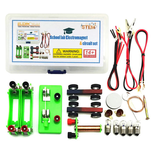 Hands On Electromagnet And Basic Electricity Circuit Kit with components and manual for STEM learning, school lab use.
