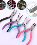 4 Piece Jewelry Pliers Set For Beading And Jewelry Making Including Needle Nose Pliers, Round Nose Pliers, Bent Nose Pliers And Wire Cutter Handy Tools Kit For Bracelet Craft, Wire Wrapping, And DIY Jewelry displayed on white background