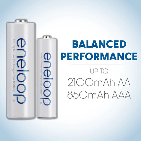 All In One Power Pack Battery Kit With 8 AA And 2 AAA NiMH Rechargeables, eneloop batteries with performance specs