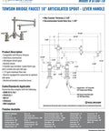 Badass Matte Antique Copper Bridge Faucet With Slick 18 Inch Articulated Swivel Spout And Easy Levers That Hit Different On Modern Bathroom Vanity Setup specifications and dimensions chart.