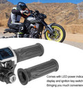 Half Twist Electric Bike Throttle With Led Power Indicator And Key Lock For 36V E Bikes And Scooters, shown with grip and display