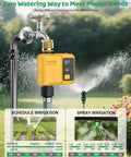 Smart Water Timer 1 Zone Garden Hose With WiFi Remote App And Voice Control for Lawn Irrigation Long Range 984ft shown in use