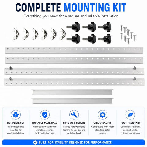 41 Inch Adjustable Solar Panel Mounting Brackets Aluminum Kit for RV Roofs and Boats components layout