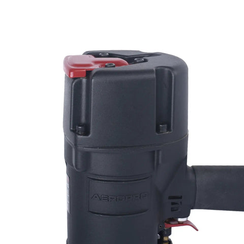 Close-up of 9021N/NS 21 Degree Framing Nailer with Depth Adjustment showing open nose and compact design for jam-free clearance.