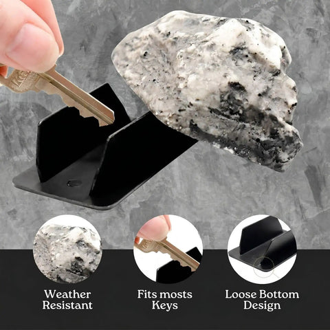 Hide A Spare Key In Plain Sight With This Real Looking Rock Key Holder For Gardens Or Lawns, shown with loose bottom design
