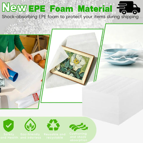 Ultra Thick Foam Sheets 110 Pack 12 By 12 Inch Flat Cushions For Moving Storage and Shipping shown protecting items