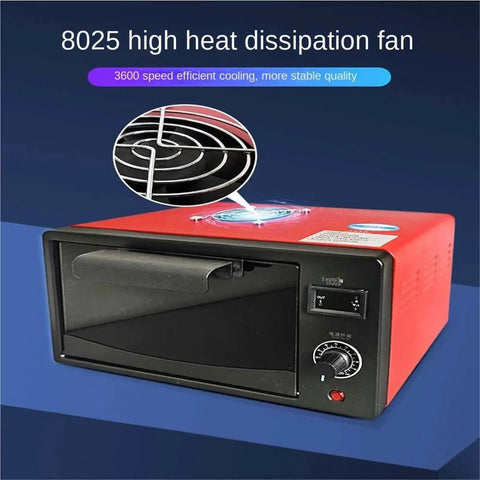 Big League Resin Curing Box 2400W Featuring 365Nm 395Nm And 405Nm Uv Lamps with red casing and fan for heat dissipation.