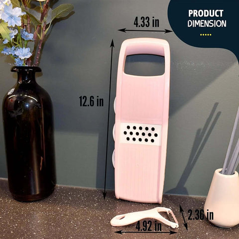 NACOLUS pink 5-in-1 mandoline slicer with peeler, front view
