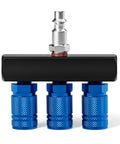 Workhorse Aluminum 3 Way Air Manifold And Splitter With Four Ports For Pneumatic Tools Inline Quick Connect Sockets Three Couplers