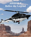 Airwolf RC Helicopter 1:27 Scale Ready To Fly with Auto Hover, six-channel control, dual batteries in desert landscape.