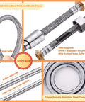 304 stainless steel thickened braided hose for handheld bidet spray kit with shower diverter valve, showing upgrades for durability.