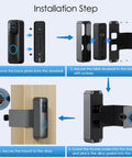 Installation steps for All Metal Anti Theft Doorbell Mount For Blink Video Doorbell 1st Gen, showing no drill method.
