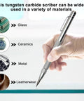 Top Tier Two Pack Tungsten Carbide Scribe Pens With A Freaking Strong Magnet And Steel Rule Including Ten Spare Tips For Quick Layouts And No Drama Metal Marking On Job Sites Everywhere - marking glass, ceramics, metal, and leather.