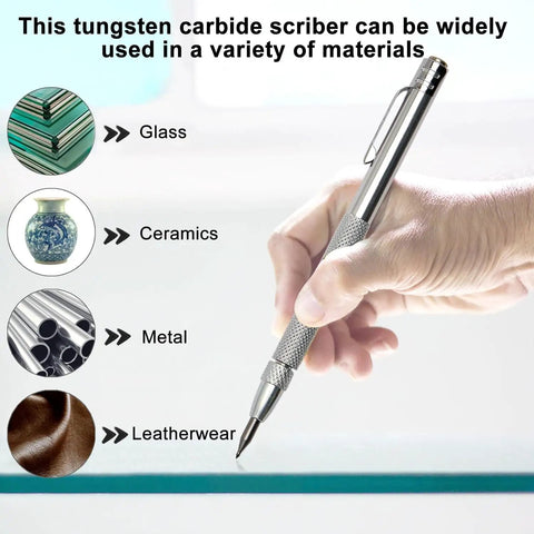 Top Tier Two Pack Tungsten Carbide Scribe Pens With A Freaking Strong Magnet And Steel Rule Including Ten Spare Tips For Quick Layouts And No Drama Metal Marking On Job Sites Everywhere - marking glass, ceramics, metal, and leather.