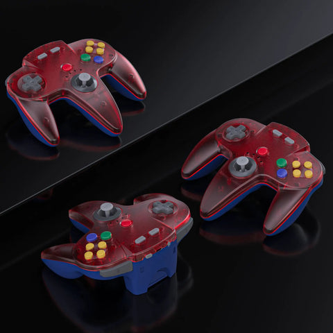 Two Pack Wireless N64 Controller For Switch 1 And 2 And N64 Console Clear Yellow Red Lag Free Two Point Four GHz Wireless