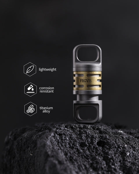 Quick Release Titanium Keychain With 2 To 28mm Rings, Swivel Heavy Duty Key Ring for Home and Car Keys, shown on black rock