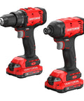 Badass 20V Cordless Drill And Impact Driver Combo Kit With Two 2Ah Lithium Batteries And Charger showing compact design and ergonomic grips.