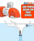 14A Series Narrow Low Profile Bilge Pump With Water Level Sensing, Automatic Operation, 1100 GPH, 12V DC installed illustration