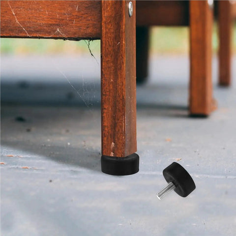 20Pcs Adjustable Furniture Leveling Feet M6 Rubber Iron Leg Leveler Pads For Tables Chairs And Cabinets With Heavy Duty Rotatable Threaded Design Height Adjustment Wide Bearing Base Floor Safe And Scratch Free on wooden table leg