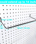 Extendable Pegboard Paper Towel Holder For Workshop And Home Adjustable From 11 To 14 Inches All Steel Pegboard Hook With Sleek Satin Finish