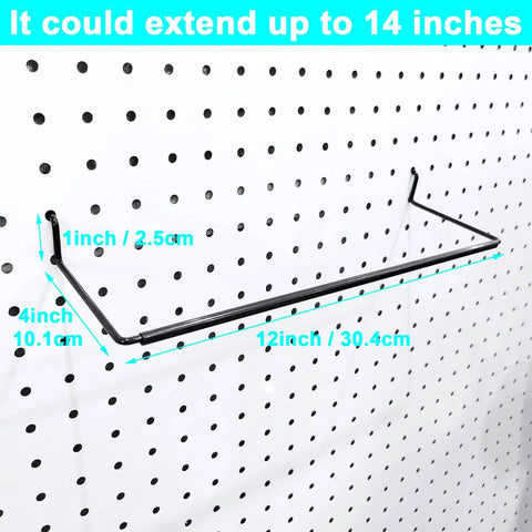 Extendable Pegboard Paper Towel Holder For Workshop And Home Adjustable From 11 To 14 Inches All Steel Pegboard Hook With Sleek Satin Finish