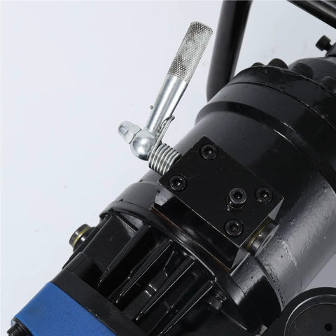 Close-up view of Heavy Duty Portable Electric Rebar Cutter Hydraulic Steel Bar Bending Machine's robust clamp and lever mechanism.
