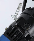 Close-up of AOXHUGB Portable Electric Rebar Bender Machine hydraulic clamp mechanism with metal lever.