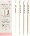 Dope Cute Twistable Cat Paw Pens Set 0.5mm Black Gel Ink Smooth Writing Kawaii Cartoon Kitten Pens with pink paw tops, box shown