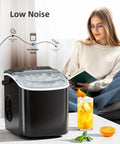 Portable Countertop Ice Maker With Carry Handle For Home Office And Parties, Produces About 26 Lbs Of Ice Per Day, black unit