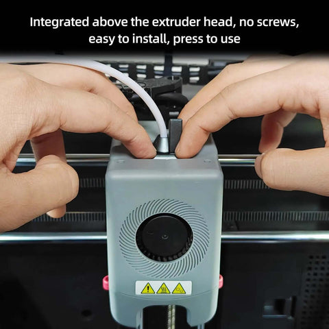Hands installing Upgrade Filament Cutter For Adventuer 5M Pro 3D Printer All Metal Extruder Head Cutter Module, easy setup