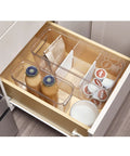 Divided Kitchen Organizer Bin With Handles In Clear And Matte White, 6 By 8 By 14 Inches, ideal for pantry essentials in drawer