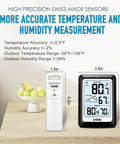 Indoor Outdoor Wireless Weather Station With Real Time Indoor And Outdoor Thermometer And Hygrometer, Battery Operated Monitor