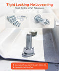 Top Rated 2250 Piece Bolts And Nuts Assortment Kit Including Metric And Imperial Machine Screws Plus Flat Washers In Alloy Steel For Shop Builds And Garage Fixes Galvanized White Finish, featuring hex bolt, nut, and washers on metal surface.