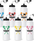 6 Pack Lacrosse Water Bottles With Extra Long Straws And Caps 1 Liter BPA Free Reusable Hydration Bottles For Teams Men Women Players Gift Set