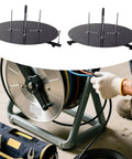 Straight Up Heavy Duty Wire Dispenser Rack And Portable Cable Management Tray featuring smooth rotating metal build, used with wires.