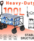 Electric Collapsible Wagon Cart With 100L Capacity For Beach Trips Grocery Runs Camping And Shopping On Wheels Lightweight
