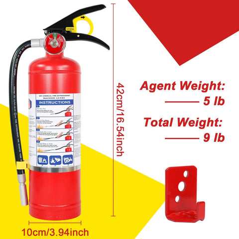 Five Pound Abc Dry Chemical Fire Extinguisher With Solid Wall Mount Bracket For House Garage And Pickup Truck Safety Kit Legit Built To Crush Class A B C Fire Hazards Smooth