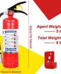 Beefed Up 5 Pound ABC Fire Extinguisher With Wall Mount Bracket, Solid Dry Chemical Blaster dimensions showing 5 lb agent weight.