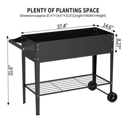 Two Pack 32 Inch Tall Raised Garden Beds With Wheels Dual Drainage System Planter Box For Backyard Patio Balcony