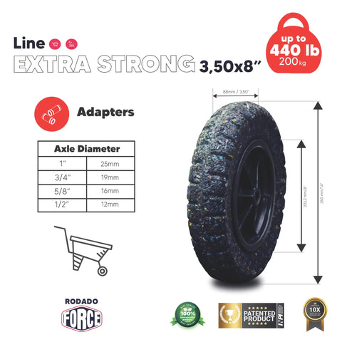 Beefy 14 Inch Wheelbarrow Tire With Flat Free Design Made From Recycled Rubber Delivers 440 Pounds Capacity And Universal Axle Fit