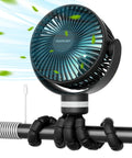 8000mAh Portable Stroller Fan With Ultra Long Battery Life, Detachable Four Speed, 360 Degree Rotation, USB Rechargeable Handheld Cooling Fan